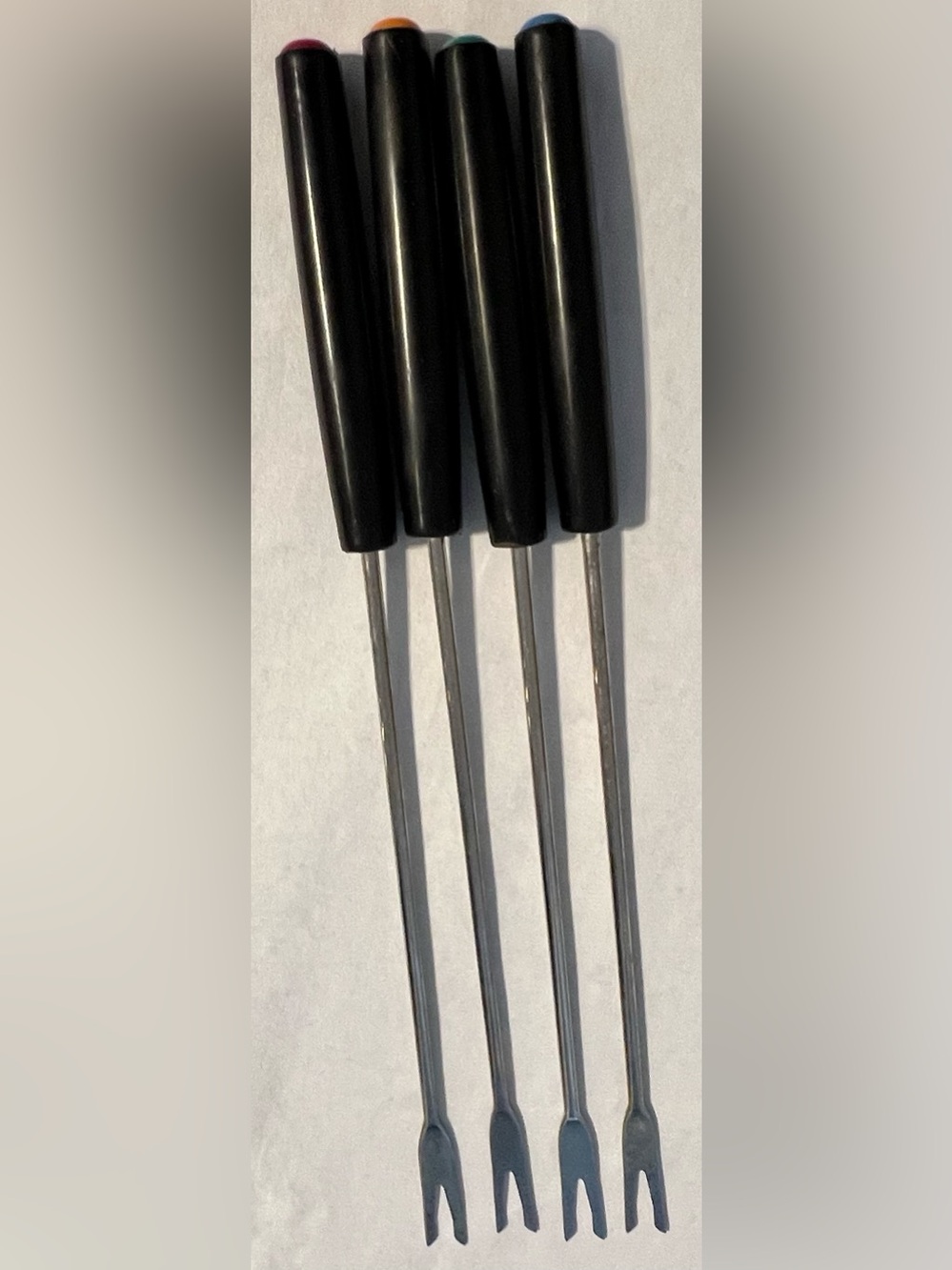 Vintage Black-Handled Fondue Fork Set Stainless Colored Ends Home Accents